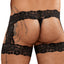 Male Power Scandal-Lace Micro Garter Short has thick floral lace waistband, suspenders & thigh garters for a seductive look. (4)