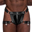 Male Power Scorpio Faux Leather Chastity Shorts is made from faux leather & has adjustable lockable hip, thigh & rear straps w/ a firm moulded pouch to prevent all stimulation. (2)