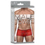 Male Power Stretch Lace Mini Shorts are made from stretchy floral lace w/ a comfort-fit pouch to support & accentuate your package. Red-package.