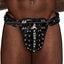 Male Power Taurus Faux Leather Chastity Thong is made from faux leather & has an adjustable rear strap w/ adjustable locking waistband that's padded for his comfort. (2)
