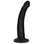 This beginner-friendly dong has a curved slim shaft w/ a phallic head, veiny texture & suction cup base for safe & easy removal. Black.