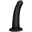 This silicone dong has a curved shaft for G-spot or P-spot play, flared suction cup base & a phallic tip that's comfortable to insert. Black.