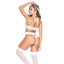 Mapale Cross-Back Button Lace Bra & Keyhole Panty Set set has sheer stripes on the cups & panty waistband w/ cute triple button details & butterfly-like lace in the rear + a cheeky keyhole. (2)
