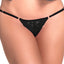 Mapale Lace Keyhole Thong Panty has a keyhole opening in the rear to show off just a hint of your cheeks while the adjustable sides won't leave panty lines. Black.