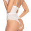 Mapale Lace & Stripes Open Rear Teddy With Garters reveals your skin w/ an elongated sternum to highlight cleavage, backless peekaboo rear & attached thigh garters. (8)