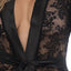 This robe for curvy figures is made from scalloped floral lace w/ half-sleeves & satin lapels + removable waist sash for your best fit. Black. (3)
