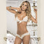 Mapale Strappy Cutout Lace & Bow Crotchless Lingerie Set includes a strappy racerback bralette & crotchless panties w/ glittery gold finish & satin bows adorning your cleavage & rear. Ivory. (2)