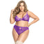 This plus-size lingerie set is made from sheer purple mesh w/ strappy trim that contours your body & sexy cutouts via G-hook closures. (2)