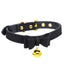 Master Series - Golden Kitty Cat Bell Collar - dainty faux leather collar has a cute kitten bell, bow & silver metal hardware to indulge any pet play fetishist. Black. 