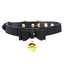Master Series - Golden Kitty Cat Bell Collar - dainty faux leather collar has a cute kitten bell, bow & silver metal hardware to indulge any pet play fetishist. Black. (2)