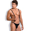 Sunspice - Suspender Thong - 8063 - stretchy one-piece that fits most sizes & has seductive thong-cut bottoms. Black, front