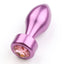 Metal Bullet Butt Plug With Round Gem has a gradually tapered neck for smoother insertions & removals that's great for anal play beginners. Purple & pink.