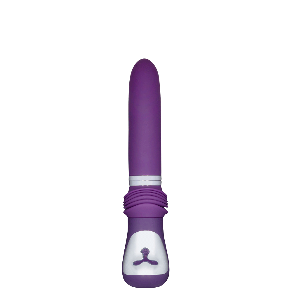 MiaMaxx Plus Remote Control Hand-Held Thrusting Vibrator has a huge 3-inch thrust & ergonomic base that's comfortable to hold. 7 vibration patterns + 3 thrusting speeds to enjoy. Purple-thrusting.