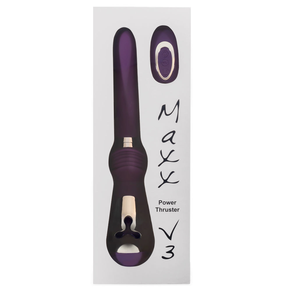 MiaMaxx Plus Remote Control Hand-Held Thrusting Vibrator has a huge 3-inch thrust & ergonomic base that's comfortable to hold. 7 vibration patterns + 3 thrusting speeds to enjoy. Purple-package. (2)