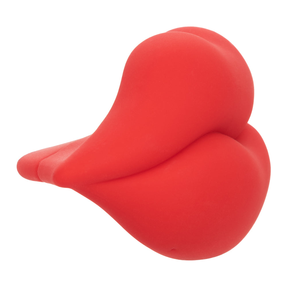 Naughty Bits Muah Mini Vibrator - palm-sized handheld massager fits perfectly between your fingers & delivers 10 awesome vibration patterns through its fun lip-shaped design. Red 4