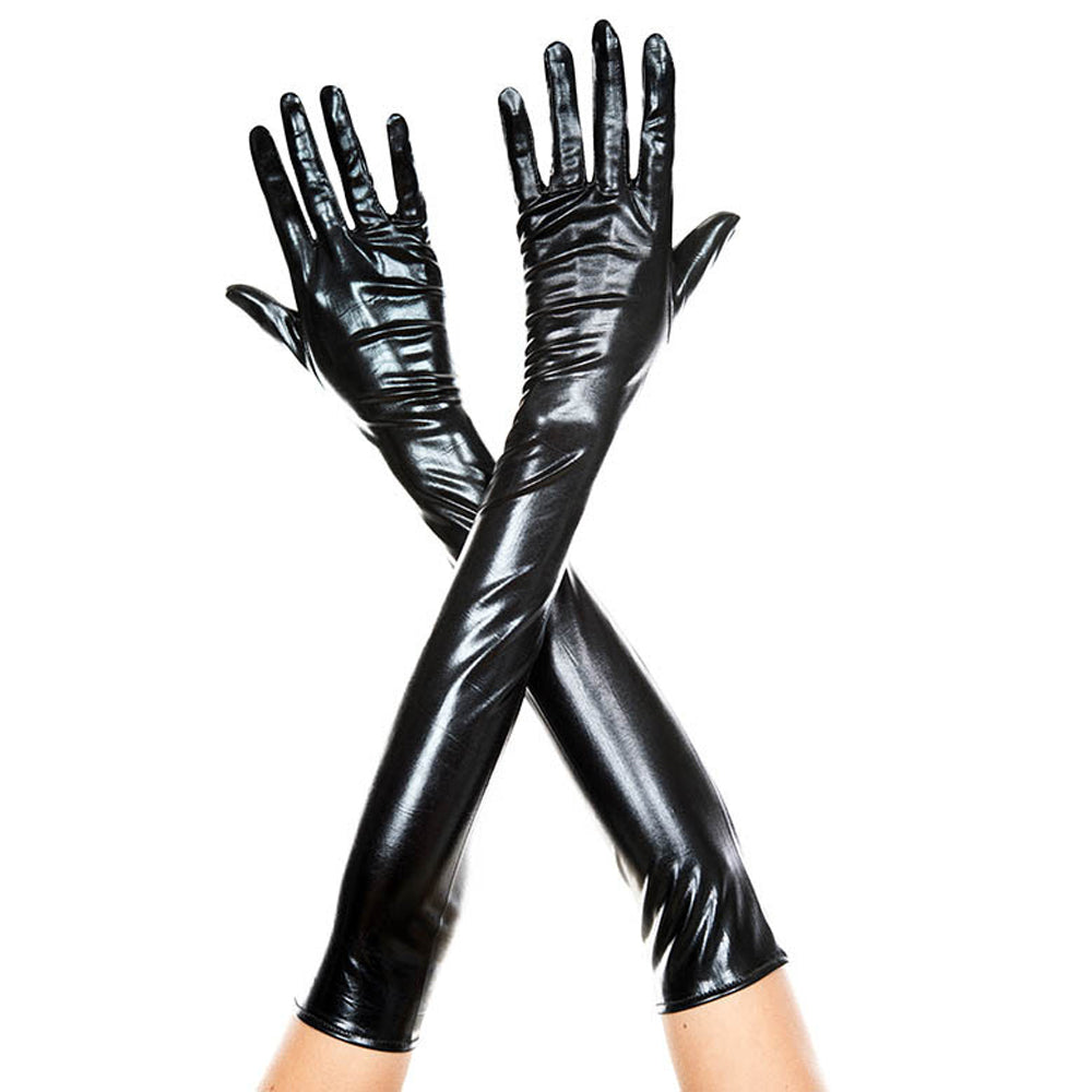 Women's Disco Leggings – Plus Size Shiny Metallic Wet Look Party Pants, Stretch