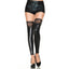 Music Legs Footless Stay-Up Lace Top Wet Look Thigh-High Stockings elevate lingerie looks + BDSM event attire & pair w/ any shoes thanks to their versatile footless design.