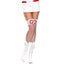 Music Legs Nurse Costume Diamond Net Lace Top Thigh-High Stockings are topped w/ scalloped lace thigh bands & red medical cross logos to suit any sexy nurse or doctor adult costume.