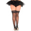 Music Legs Sheer Lace Top Back Seam Thigh-High Stockings - Curvy have elegant scalloped lace bands & an alluring back seam detail for vintage sex appeal.