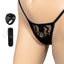 These sexy side-tie lace panties have a secret pocket for a 10-mode bullet vibrator to please you discreetly w/ a subtle ring remote. Black.