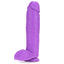 Neo Elite 10" Silicone Dual Density Cock & Balls Dildo has a firm core & soft outer for a realistic feeling & a thick veiny shaft for amazing internal sensation. Purple.