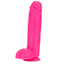 Neo Elite 10" Silicone Dual Density Cock & Balls Dildo has a firm core & soft outer for a realistic feeling & a thick veiny shaft for amazing internal sensation. Pink.