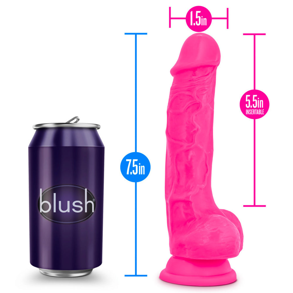 Neo Elite 7.5" Silicone Dual Density Cock & Balls Dildo has a soft outer layer & firm inner core to feel like a real erection + a harness-compatible suction cup for hands-free fun. Dimension.