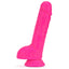 This real-feel dildo has a veiny, phallic dual-density design w/ a firm inner core & soft outer to feel like a natural erection. Pink. (3)