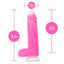 Neo Elite Roxy 8" Rotating Dildo With Remote & Suction Cup has a realistic phallic G-/P-spot head, veiny shaft & harness-compatible suction cup for hands-free fun solo or together. Dimension.