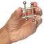 Nipple Grips - Crossbar Nipple Vices -metal nipple grips feature a non-piercing design that provide all the clamping pressure. Silver. On-hand.