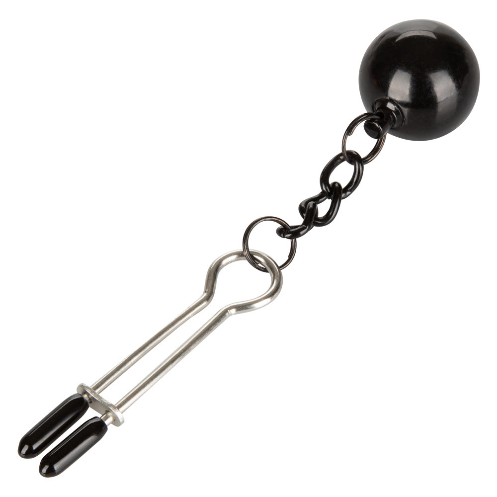 Nipple Grips - Weighted Tweezer Nipple Clamps - have sliding bars that adjust the tweezer tightness & a pair of dangling 43.5g weights for a sensual look & extra sensation. 3