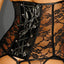 Noir Handmade Lace & Eco-Leather Corset With Suspenders has a metal busk front closure & criss-cross lacing in the rear, combining sheer floral lace & vegan-friendly faux leather for a sexy look. (4)