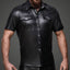 Noir Handmade Power Wet Look Collared Shirt With Front Pockets is made from premium power wet look w/ a thicker, more durable finish + functional front pockets.