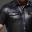 Noir Handmade Power Wet Look Collared Shirt With Front Pockets is made from premium power wet look w/ a thicker, more durable finish + functional front pockets. (3)
