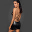 Noir Handmade Power Wet Look Lace Up Back Minidress is made from power wet look for a thicker, more durable finish & has a generous V-neck + a sexy tie-up back closure. (6)