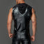 Noir Handmade Power Wet Look Sleeveless Hoodie With 2-Way Zipper is made from power wet look material for a premium, durable finish & adds cool, casual edge to streetwear or fetish event outfits. (2)