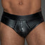  Noir Handmade Power Wet Look Zipper Briefs are made from thick, durable power wet look material w/ a wide stretchy waistband & continuous zipper down the front & up the back.