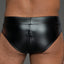  Noir Handmade Power Wet Look Zipper Briefs are made from thick, durable power wet look material w/ a wide stretchy waistband & continuous zipper down the front & up the back. (2)