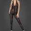 Noir Handmade Sheer Leopard Flock Halter Backless Catsuit is made from sheer mesh w/ a flocked leopard print pattern & zip-up closure under the cleavage for slinky wear.