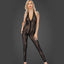 Noir Handmade Sheer Leopard Flock Halter Backless Catsuit is made from sheer mesh w/ a flocked leopard print pattern & zip-up closure under the cleavage for slinky wear. (5)