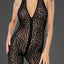 Noir Handmade Sheer Leopard Flock Halter Backless Catsuit is made from sheer mesh w/ a flocked leopard print pattern & zip-up closure under the cleavage for slinky wear. (3)