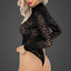 Noir Handmade Sheer Leopard Flock Long Sleeve 3-Zip Bodysuit is made from sheer mesh w/ flocked leopard print pattern & triple zip closure over the cleavage + high-cut rear to show off your buns. (2)