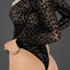  Noir Handmade Sheer Leopard Flock Long Sleeve 3-Zip Bodysuit is made from sheer mesh w/ flocked leopard print pattern & triple zip closure over the cleavage + high-cut rear to show off your buns. (5)