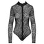  Noir Handmade Sheer Leopard Flock Long Sleeve 3-Zip Bodysuit is made from sheer mesh w/ flocked leopard print pattern & triple zip closure over the cleavage + high-cut rear to show off your buns. (10)