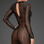 Noir Handmade Sheer Pinstripe Tulle Mock Neck Dress is inspired by classic wiggle dresses & features a sheer pinstripe design in stretchy elastic tulle to reveal slivers of skin. (2)