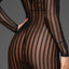 Noir Handmade Sheer Pinstripe Tulle Mock Neck Dress is inspired by classic wiggle dresses & features a sheer pinstripe design in stretchy elastic tulle to reveal slivers of skin. (4)