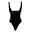Noir Handmade Wet Look PVC High-Cut Tank Bodysuit has a scoop neck to show your cleavage & a high-cut leg + rear to emphasise the curves of your waist, hips & buns. (8)