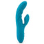  Nubii Kiah Warming Ridged Silicone Rabbit Vibrator has 2 independent motors in the ribbed G-spot head & clitoral arm for 400 vibration combos + a turbo boost for maximum pleasure. Blue.