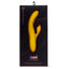 Nubii Kiah Warming Ridged Silicone Rabbit Vibrator has 2 independent motors in the ribbed G-spot head & clitoral arm for 400 vibration combos + a turbo boost for maximum pleasure. Yellow-package.