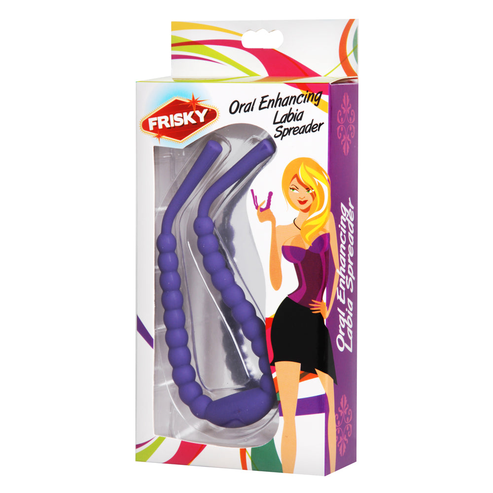 Oral Enhancing Hands-Free Labia Spreader - bendable cunnilingus toy has a metal core to hold its shape & fits in her vagina to massage her G-spot & spread her labia for better access to the clitoris. box